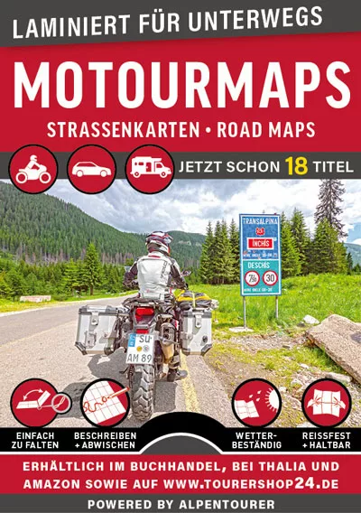 MoTourMaps - laminierte Straßenkarten für Ziele in Europa